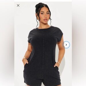 Fashion Nova The Black Washed Cap Sleeve Romper
